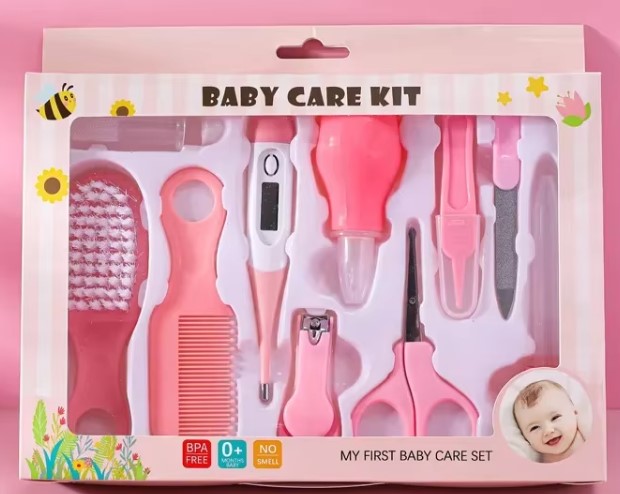 10-Piece Plastic Children's Nail Clippers Ear Scoop Dropper Scissors Combs Baby Nail Care Kit 4