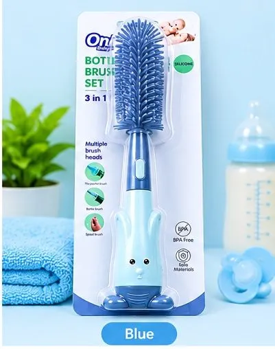 Only Baby 3-in-1 Silicone Baby Bottle Brush Set – Bottle, Nipple & Pacifier Cleaner 2