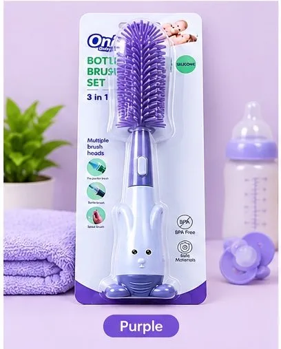 Only Baby 3-in-1 Silicone Baby Bottle Brush Set – Bottle, Nipple & Pacifier Cleaner 4